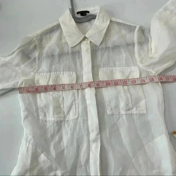 Theory Marandel White Lawn Shirt Long Button Down size p - Picture 11 of 14